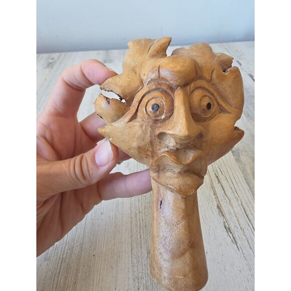 Vintage natural wood carving and anthromorphic African statue figuring decor - Picture 2 of 8